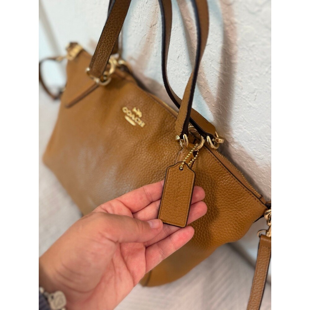 Coach Kelsey Brown Pebbled Leather Satchel Crossbody in Light Saddle F28993 - Picture 7 of 12